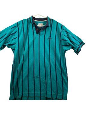 Cutter and Buck Mens Polo Shirt XL Blue Pinstriped Short Sleeve Crystal Cruises